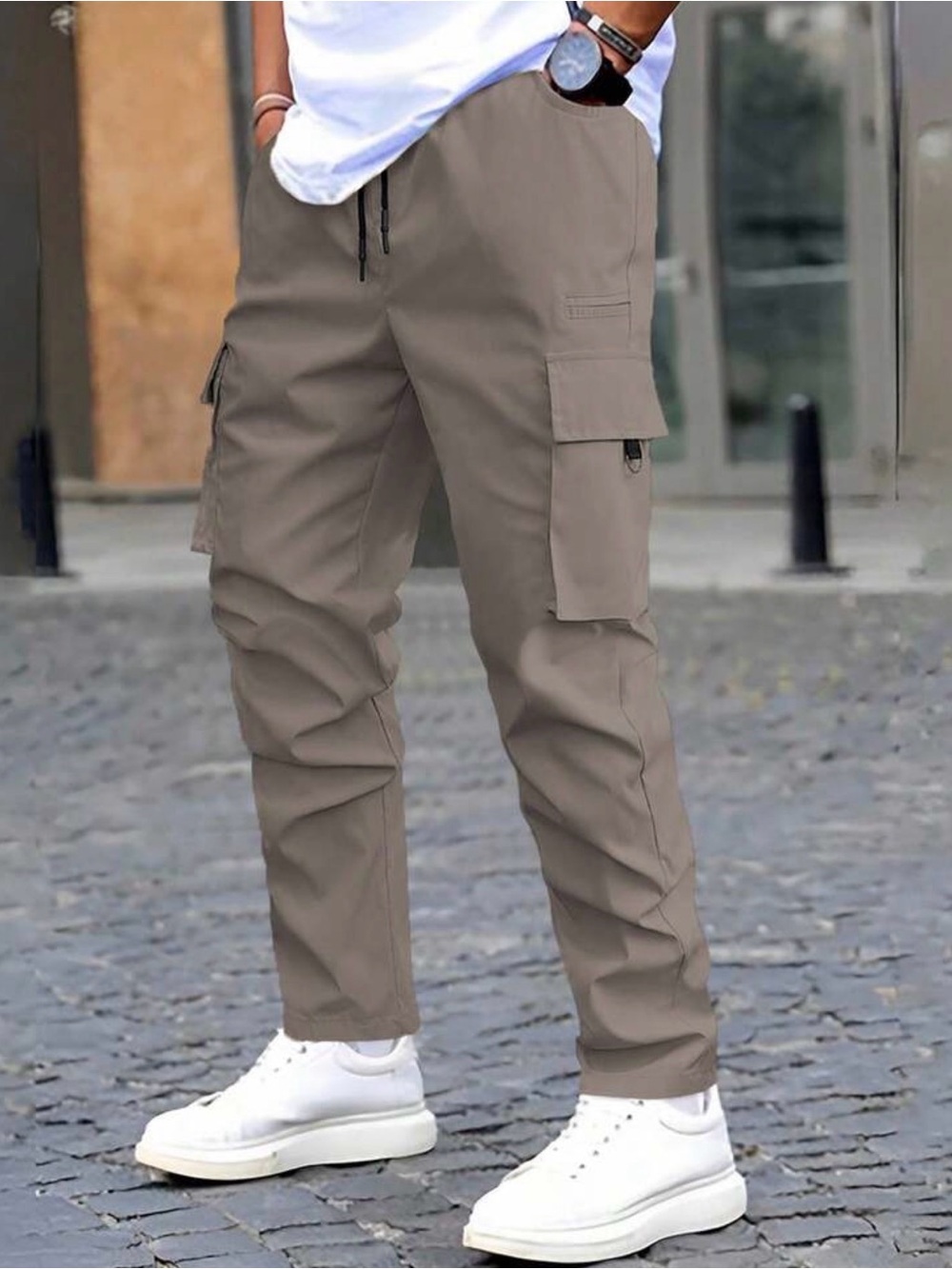 Men's Cargo Jogger Pants in Taupe
